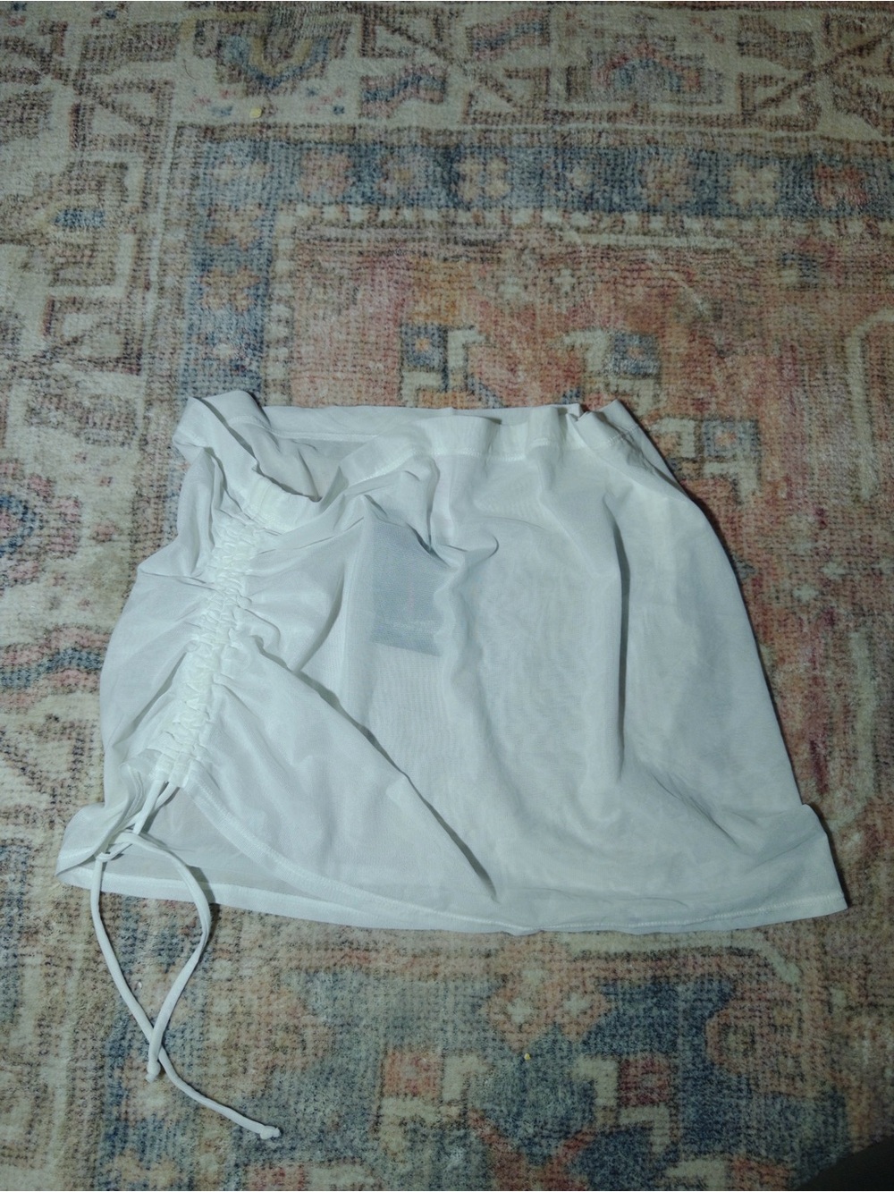 No Boundaries White Drawstring Side-Ruched Mini Skirt